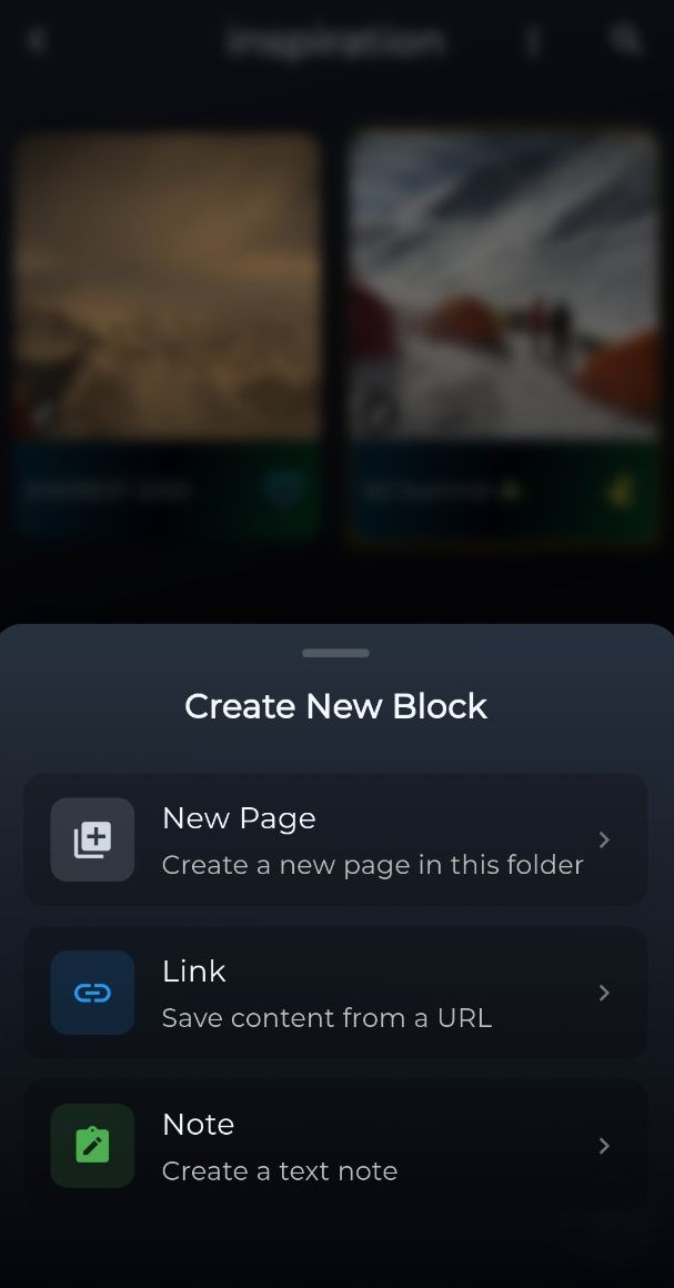 Block options menu